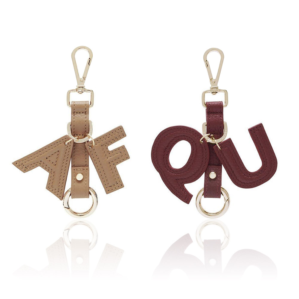 PU Leather Wrist Strap Initial Key Chain